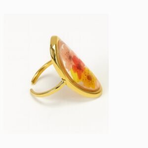 Anillo retro con flores rojas