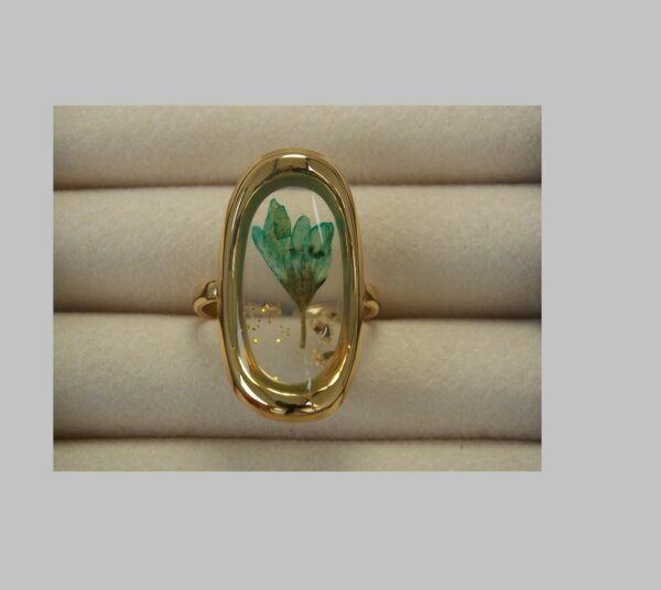 Anillo retro con flor verde