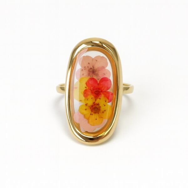 Anillo retro con flores rojas