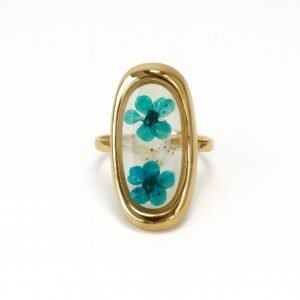 Anillo retro con flores azules