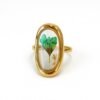 Anillo retro con flor verde