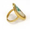 Anillo retro con flor verde