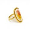 Anillo retro biselado con flores