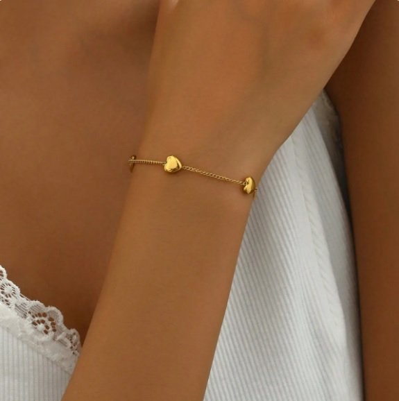Pulsera eslabones y corazones