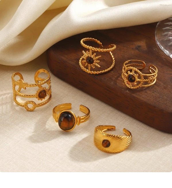 Anillo vintage piedra ámbar